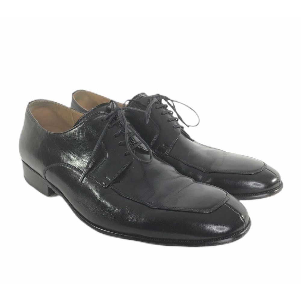 Magnanni Mens Dress Shoe Black Leather Split Toe Lace Up Oxford Sz 11M EUC